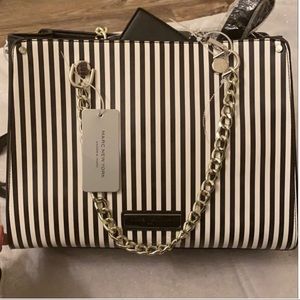 Marc New York Black and white striped purse